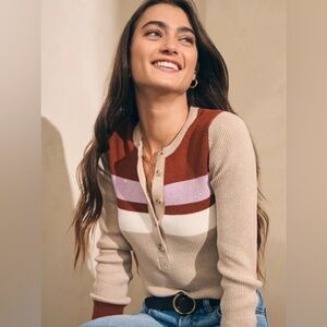 Faherty Mikki Organic Cotton & Cashmere Henley Sweater size X-small